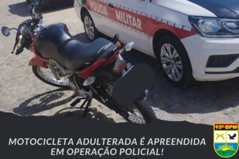 Polícia Militar apreende moto com indícios de adulteração em Itaporanga