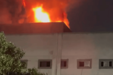 Incêndio atinge obras do novo Hospital da Mulher em Cruz das Armas - VEJA O VÍDEO